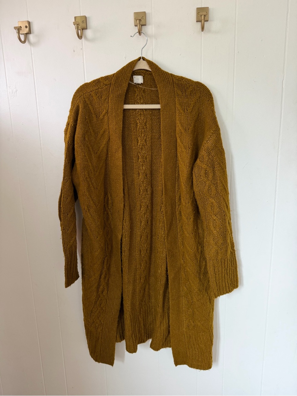 a new day Mustard Cable Knit Open-Front Cardigan
